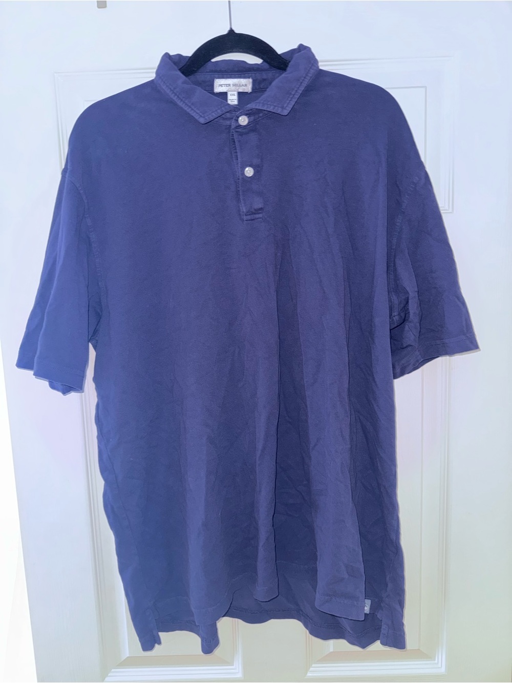 Men’s Peter Millar Cotton Navy Blue Relaxed Polo Shirt XXL - Picture 3 of 5